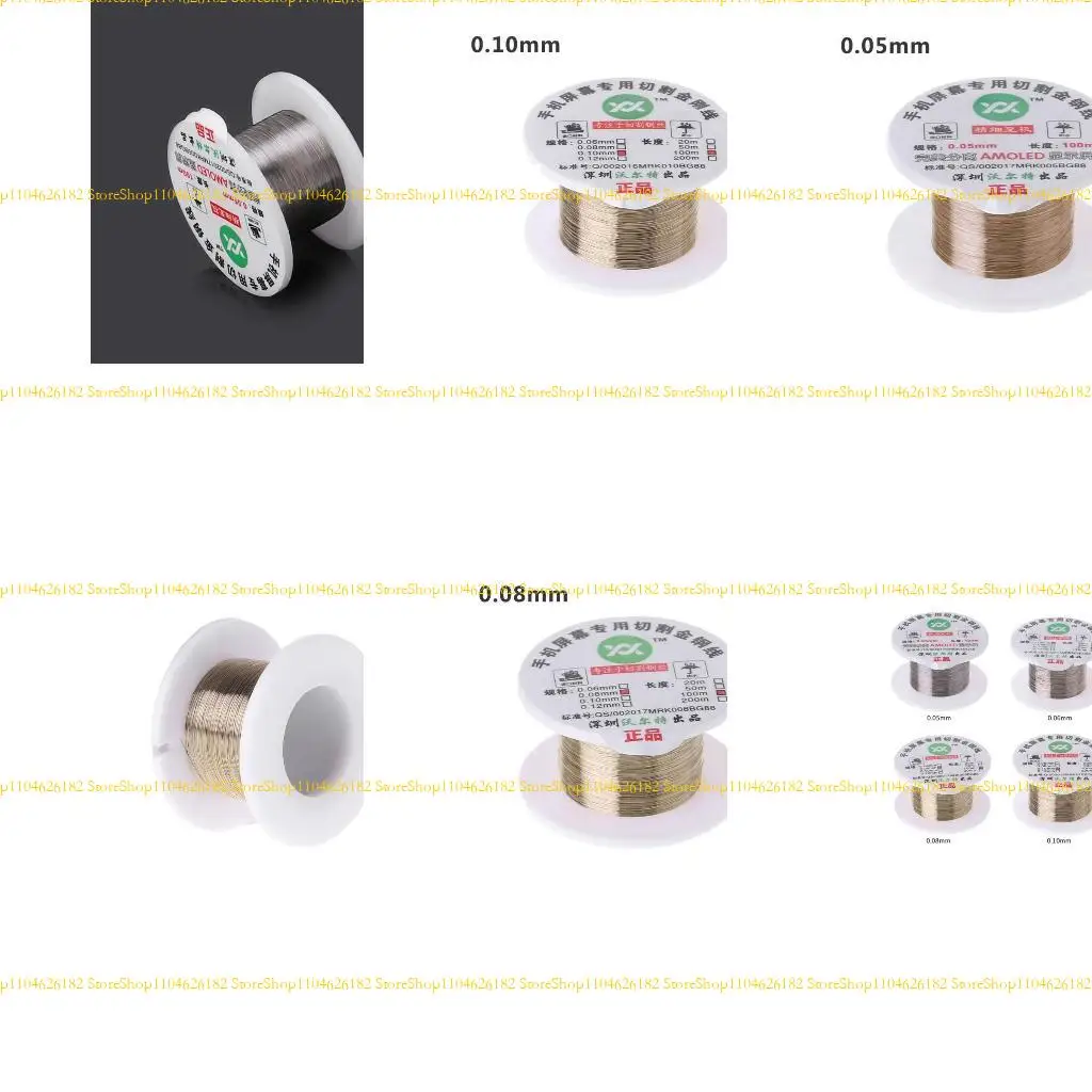 

Q2Q4 100m/329ft Cutting Wire Gold Steel Cable Wire for LCD Screen Cutting Wire Splitter 0.05/0.06/0.08/0.1mm