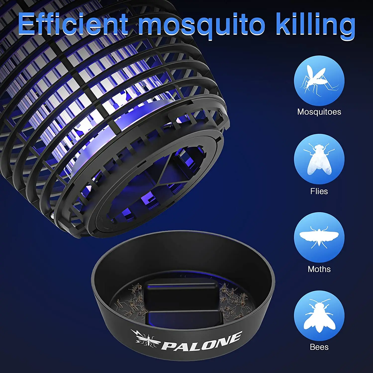 PALONE  Bug Zapper Outdoor, 4500V 20W Mosquito Killer, Insecticide Fly Killer, Efficient Mosquito Lamp for Patio, Garden, Home