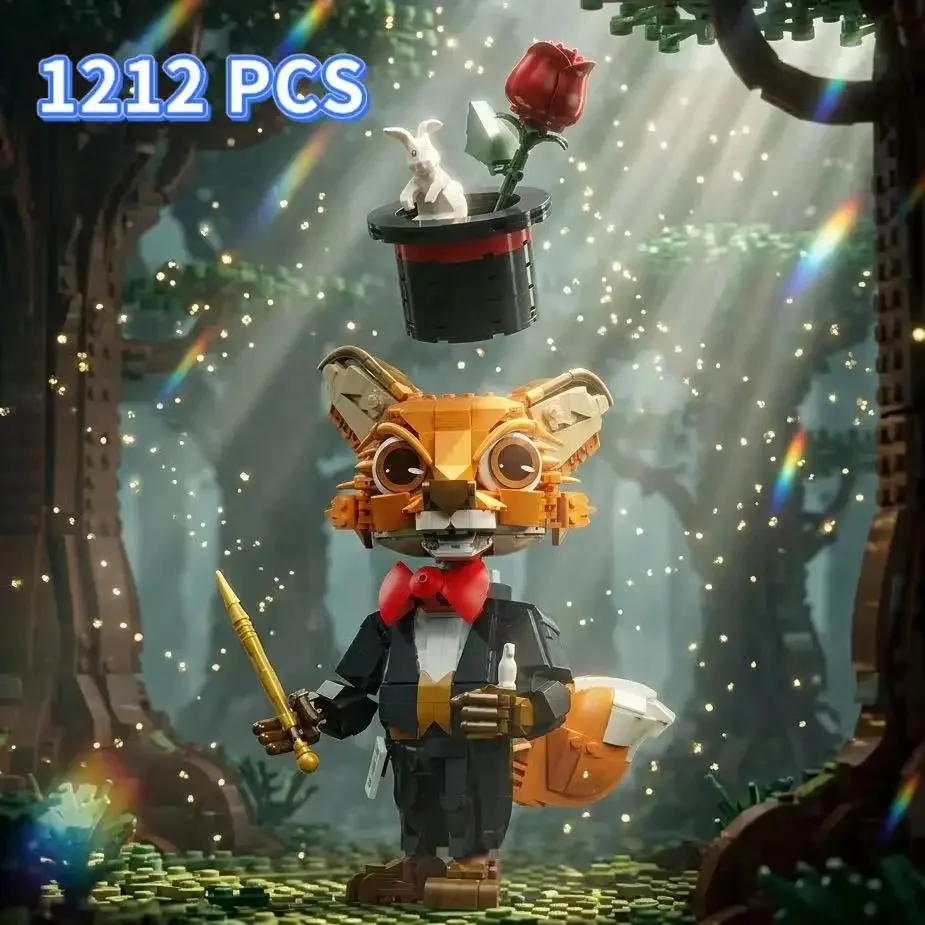 Magic Animals Building Blocks Model Fox Magician Bricks Creative Toys Blocks Ornaments Festival Gifts Halloween Christmas Gifts view 2