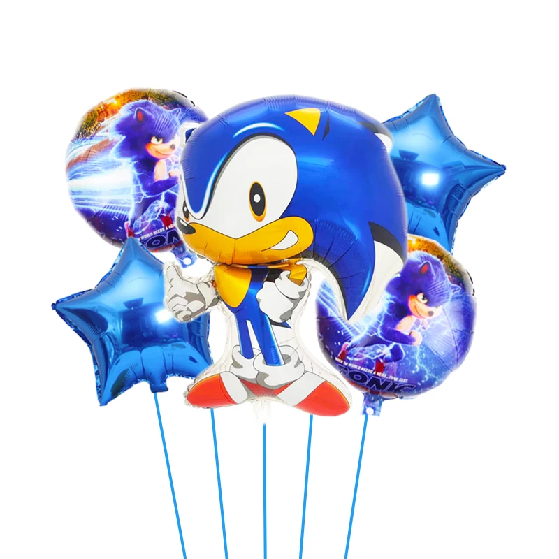 Cartoon Sonic Birthday Theme Latex Glitter Balloon Set Children's Party Background Decoration Hedgehog Aluminum Foil Balloon Toy