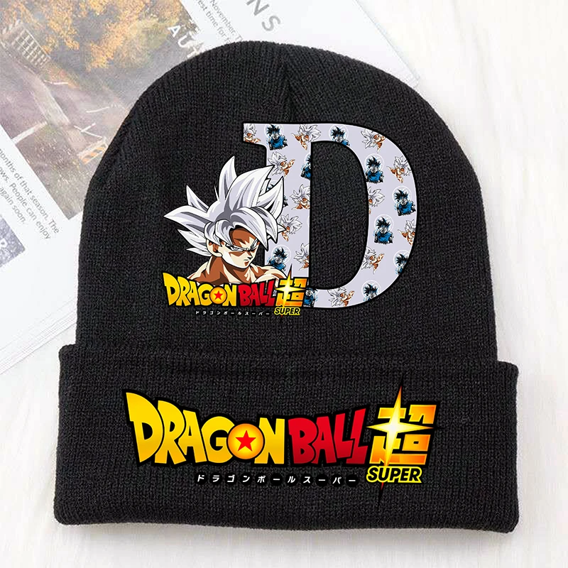 Dragon Ball Super Goku Boys Black Knitted Hats Headgear Printed Letter Winter Cute Children Woolen Cap Cartoon Anime Kids Gifts