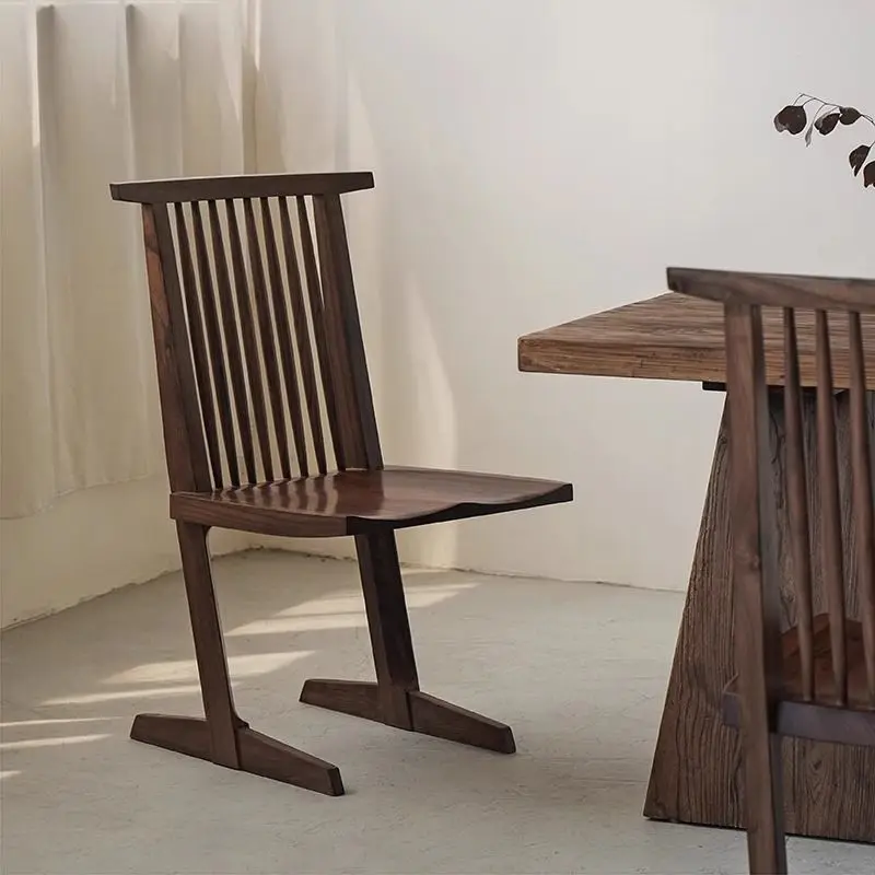 Wabi Sandy Wind Solid Wood Dining Chair Japanese Nakajima George Leisure Chair Medieval High Back Homestay Home Cafe