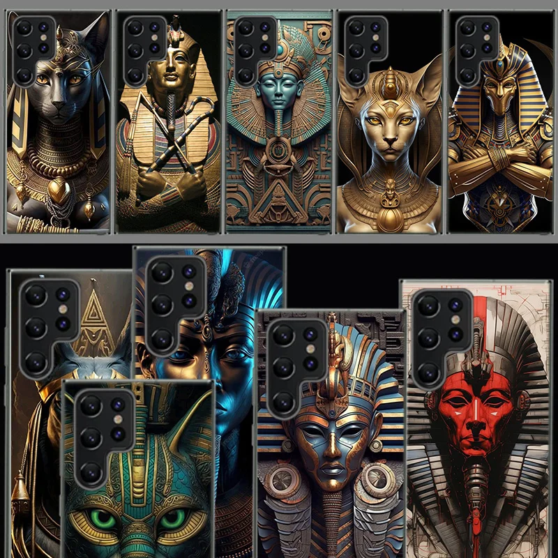 Egyptian Pharaoh's Mummy Cover For Samsung Galaxy S21 S20 S23 FE S22 S24 Ultra Phone Case S10 S10E S8 S9 Plus S7 S6  Edge Clear