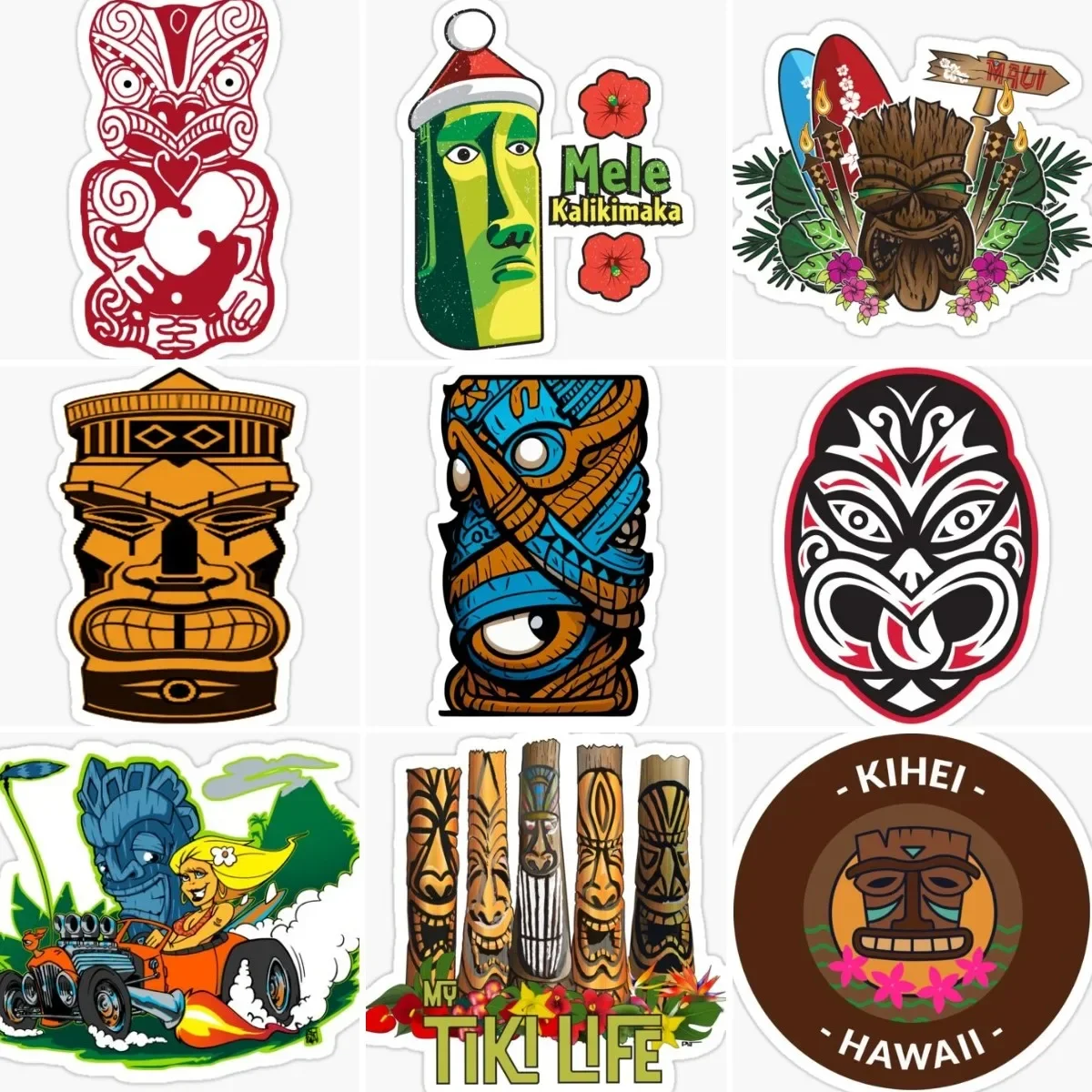 

Tiki Hawaii Surfing Tribe Totem Sticker Motorcycle Laptop Room Accessories Window Camper Truck Car Decal Waterproof Customizable
