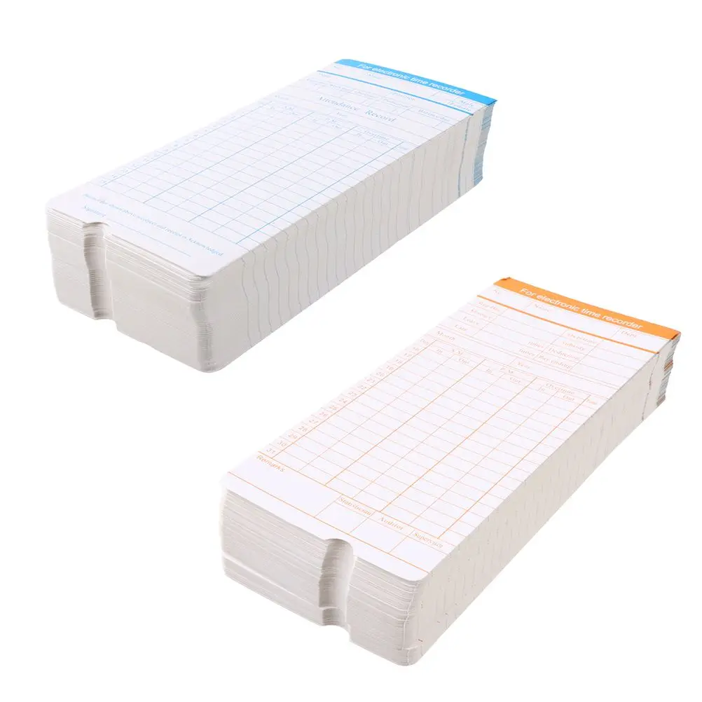 200 Sheets Attendance Paper Cards Clock Time Recorder Office Supplies Work Hours Tracking Punch Card Smart Access System
