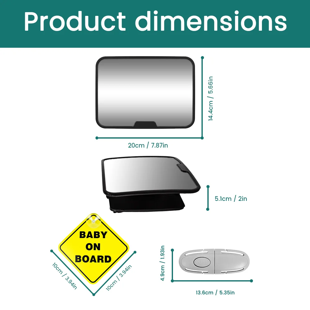 360° Rotation Shatterproof Baby Car Mirror, Rear Facing Car Seat Mirror for Infant Newborn, Easy Assembled Crash Tested