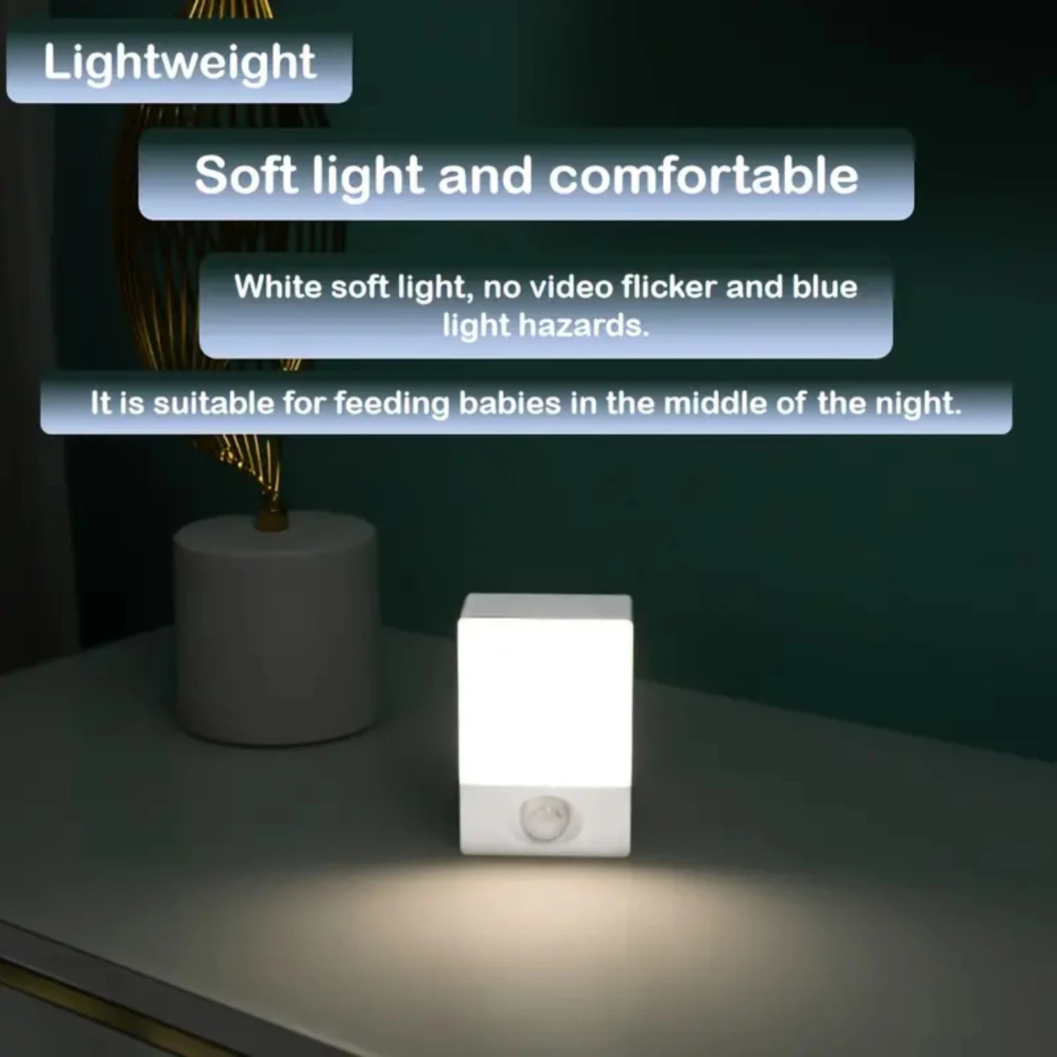 Crib Sensor Light LED Night Light Corridor Bathroom Children's Room Wake Up Bedside Atmosphere Light Human Body Sensor Light, US