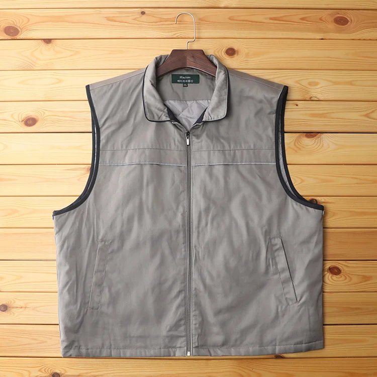 

Men's Workwear Cotton Vest Reflective Strips Warmth Inner Wear Busin Gentleman Sle Loose Fit Winter Thiened Zipper Clo...