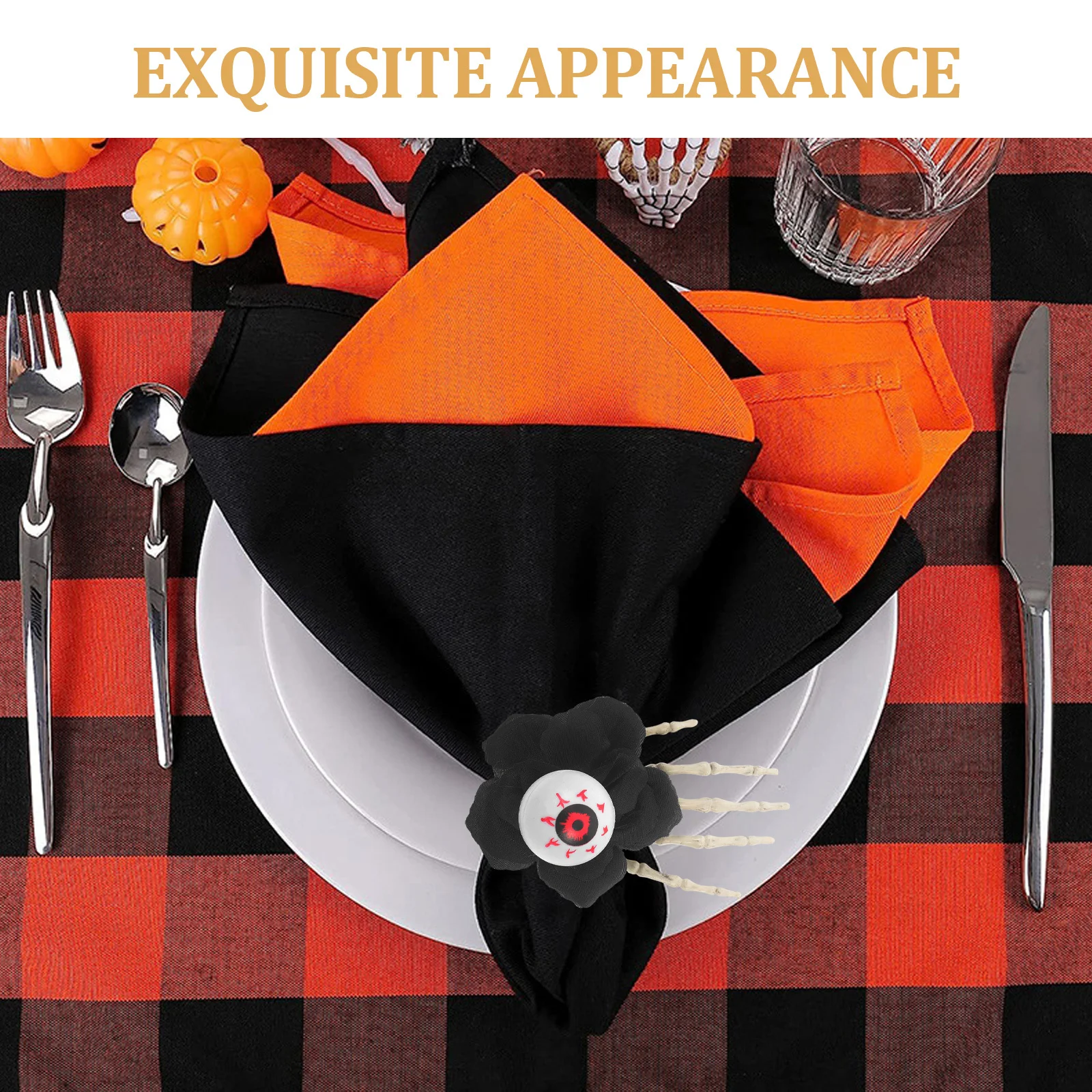 

4Pcs Halloween Napkin Holders Creative Elegant Design for Family Gatherings Halloween Napkin Rings