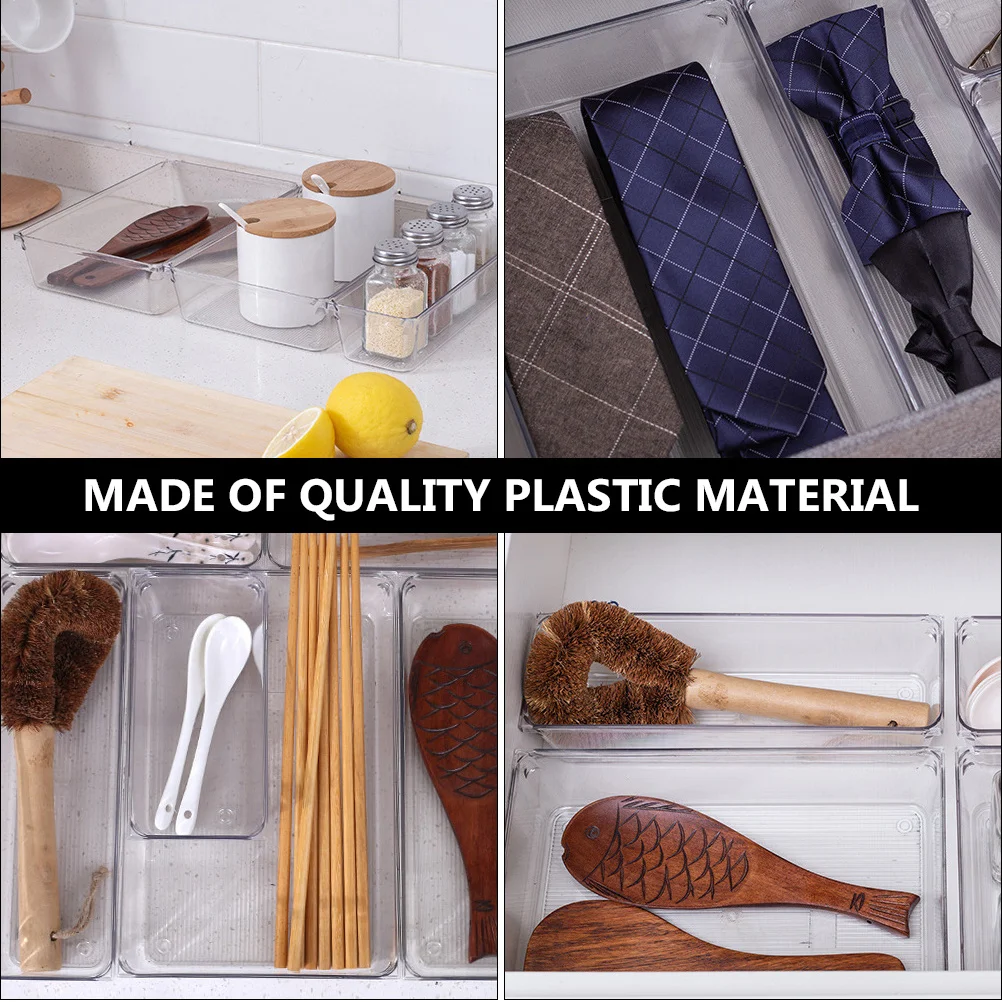 

4pcs Pet Transparent Storage Box For Jewelry Organizer Cutlery Holder Stackable Desktop Case Multifunctional Table Organizer