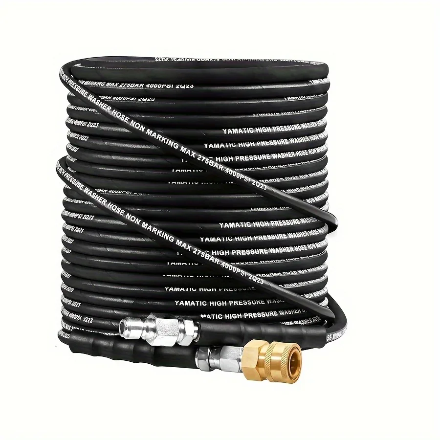 

High Pressure Washer Hose with 3/8 Inch Quick Connect, Insulated Hot & Cold Water Compatible, Kink-Resistant 360° Swivel Feature