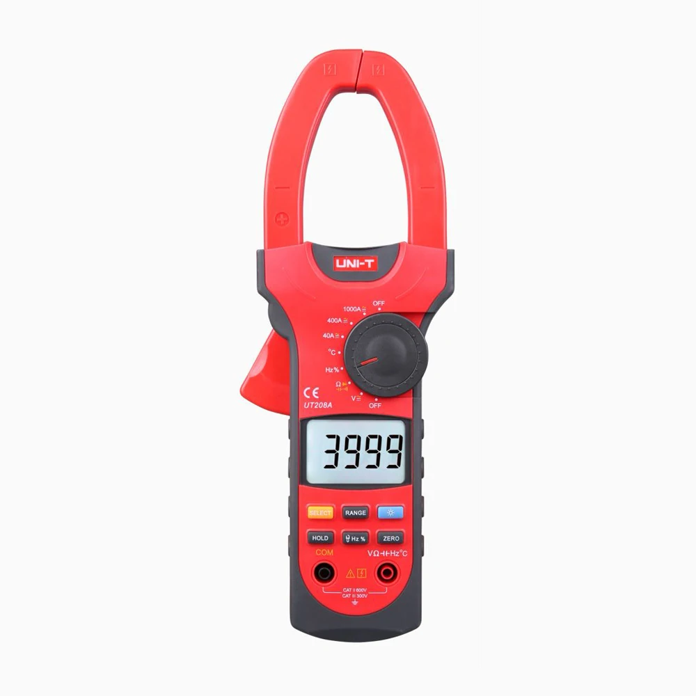 UNI-T UT208A 1000A Digital Clamp Meters AC DC amperimetrico Clamp voltmetro misuratore di frequenza Tester di capacità di temperatura