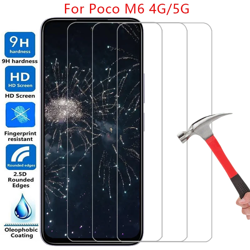 واقي شاشة لهاتف شاومي بوكو m6 زجاج مقسى واقي على pocom6 m 6 6m 4g 5g فيلم xiomi xaomi poc pco m64g m65g 4 5 g