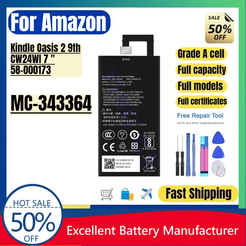 MC-343364 for Amazon Kindle Oasis 2 9th CW24WI 58-000173 0 Cycle Battery High Quality Replacement Lithium Polymer Bateria &Tools