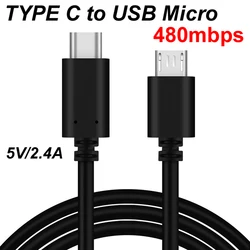 1M/1.5M/2M USB Type C to Micro 5V/2.4A Fast Mutual Charging 480mbps Data OTG Adapter Cable For Samsung Huawei Pro Mobile Phone