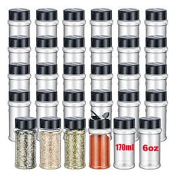 6pcs 170ml Plastic Spice Cans with Shaker Lid, Transparent Seasoning Bottles, Plastic Seasoning Containers for Kitchen