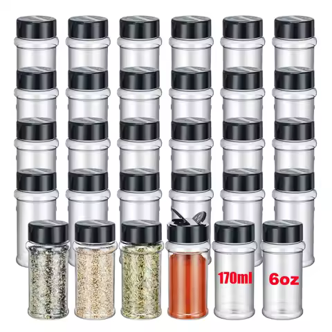 170ml Transparent Plastic Spice Cans with Shaker Lid Kitchen Seasoning Bottles Containers for Easy Storage And Access