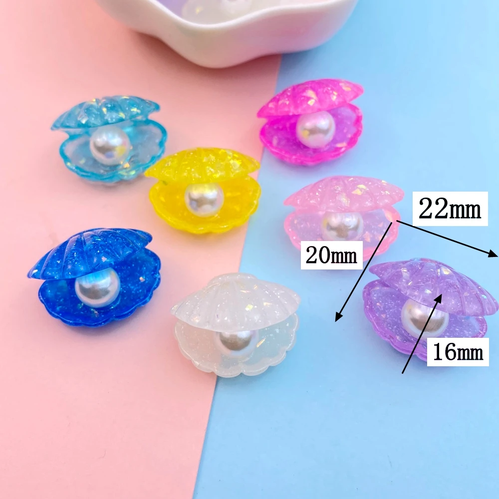 10Pcs New Cute Resin Shiny Open Shell Series Flat Back Parts Embellishments For Hair Bows Accessories