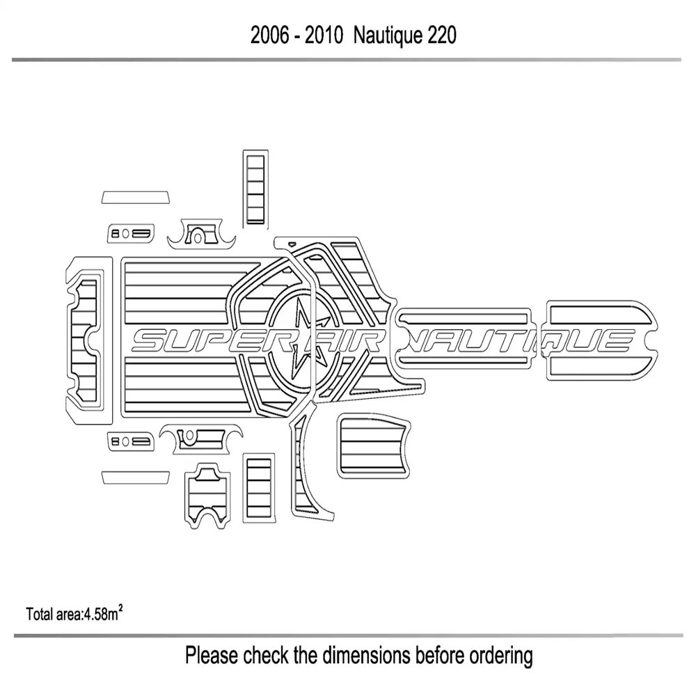 

2006-2010 Nautique 220 Cockpit Pads 1/4" 6mm EVA Faux Teak Decking floor Mat SeaDek MarineMat Gatorstep Style Self Adhesive