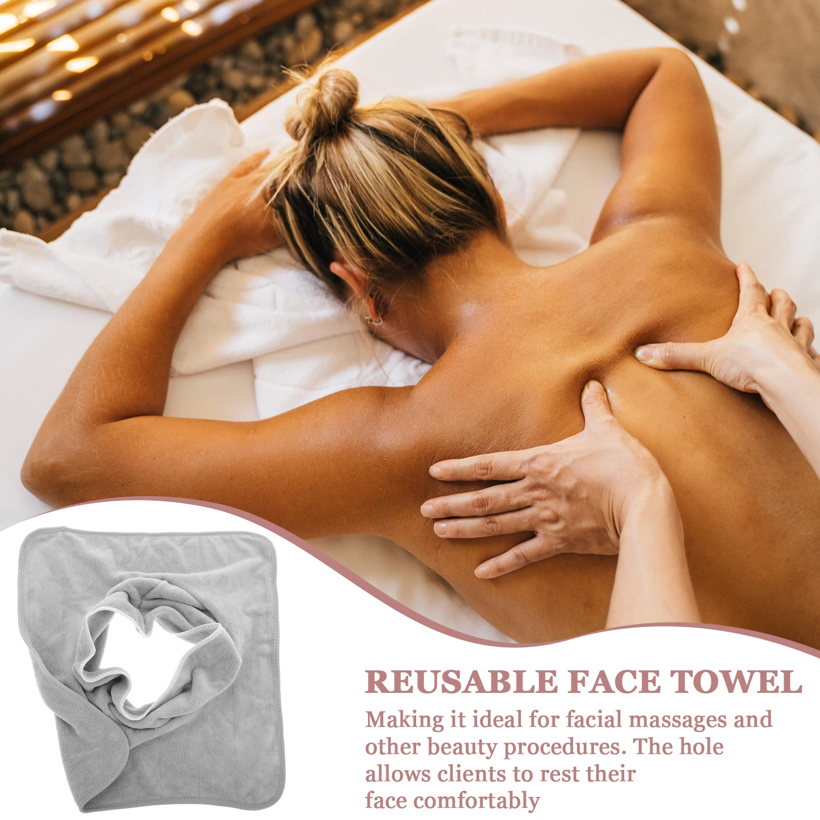 

Beauty Salon Massage Towel 35x35cm Gray Soft Comfortable Hole Design for Covers Facial Equipment