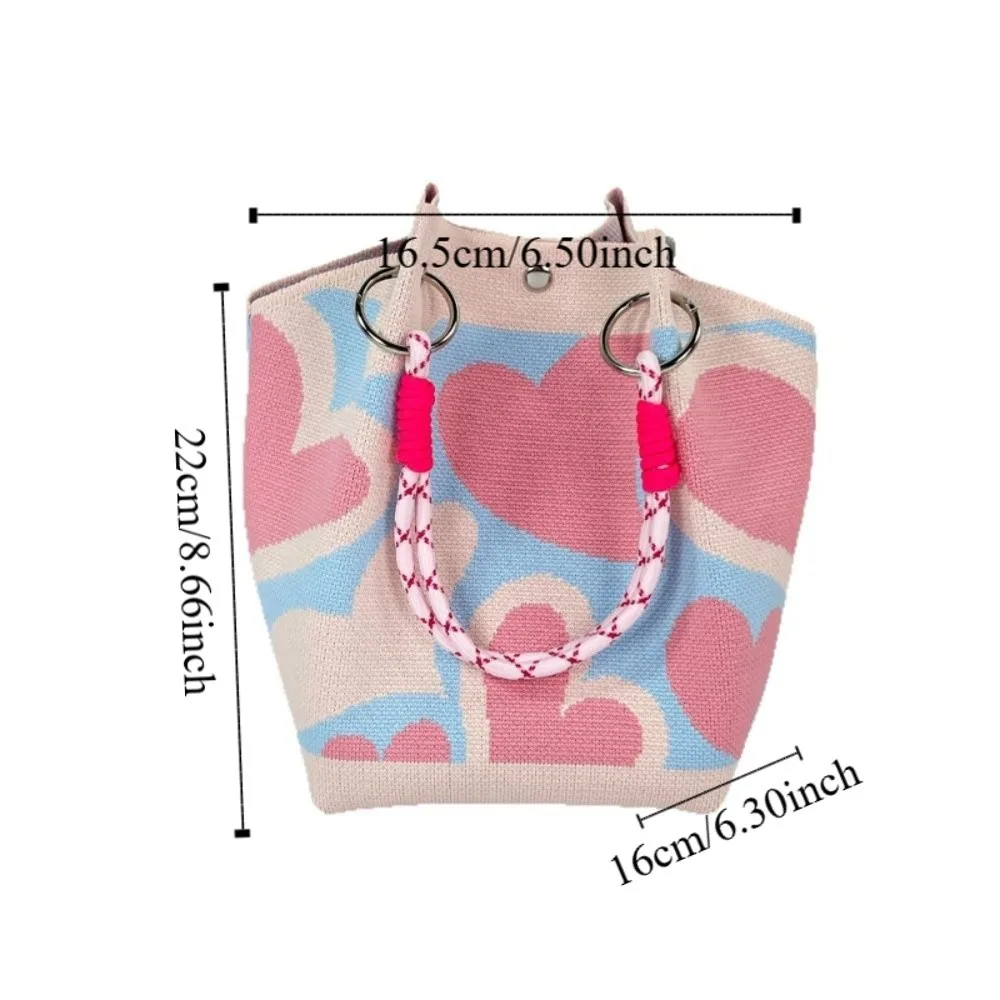 لطيف المحمولة محبوك حقيبة المعصم فراشة مطبوعة الأزهار متماسكة حقيبة يد العصرية محفظة نسج دلو حقيبة حقيبة تسوق #5