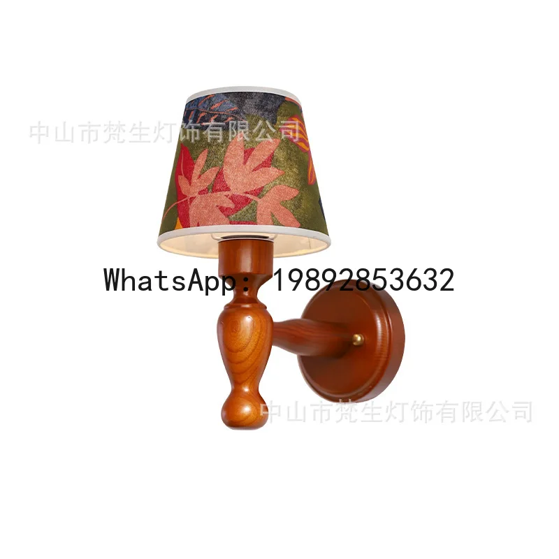 ZF Vintage Minimalist Bedroom Bedside Lamp Living Room Sofa Lighting Study Lamp Walnut Color Solid Wood