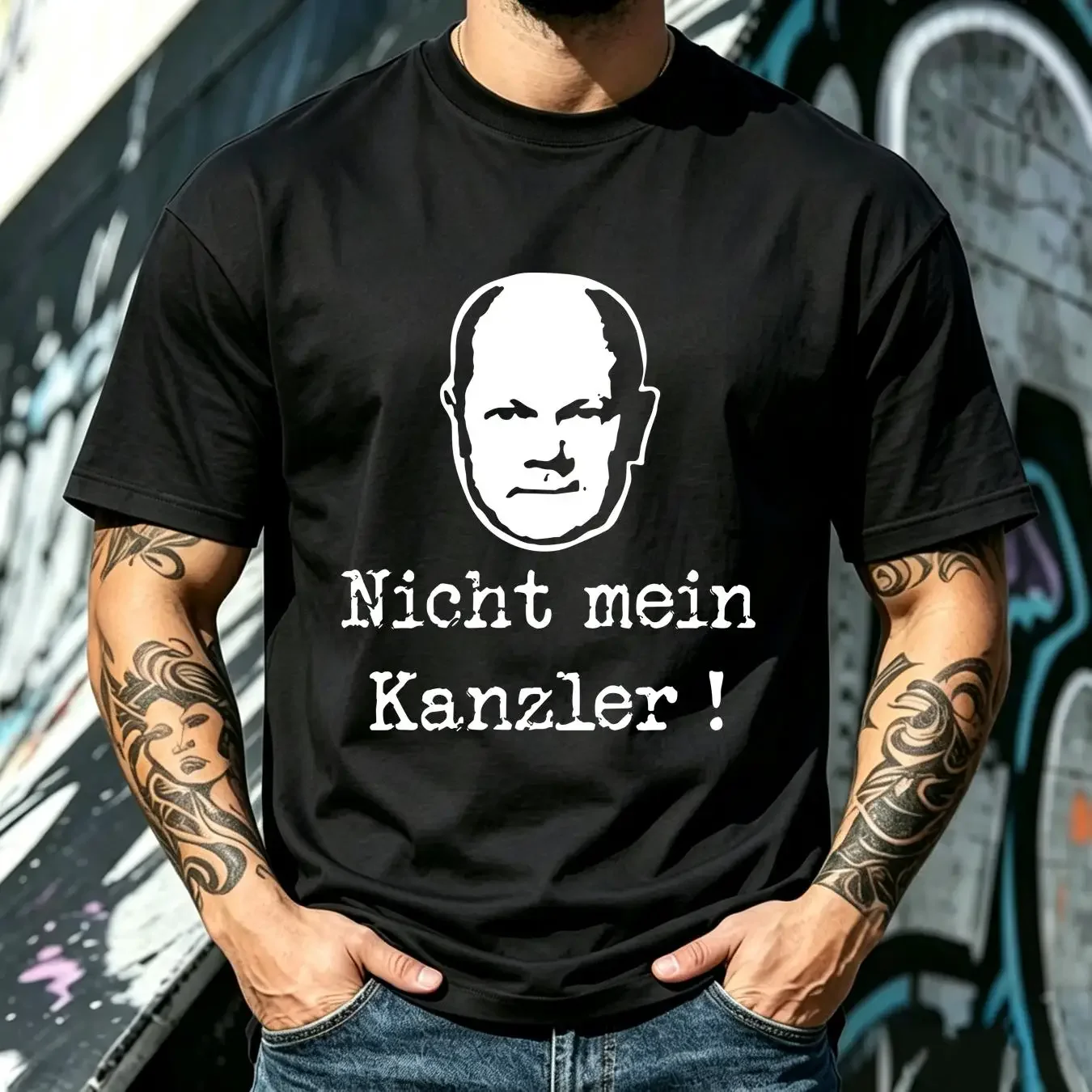 washed T Shirt Not My Chancellor ProtesT Olaf Scholz Saying S 5XL vintage Washed streetwear Casual Comfortable Versatile homme