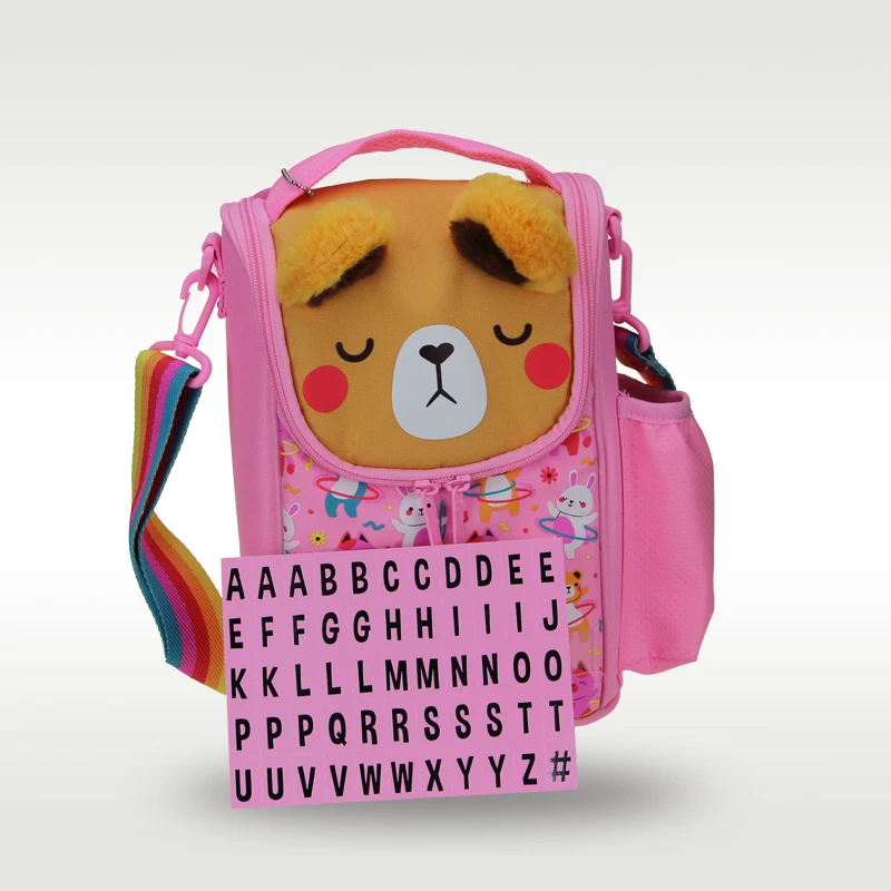 Australia Smiggle Original Children\'s Lunch Bag Girl Shoulder Bags Messenger Bag Pink Bear Lunch Box Fruit Lunch Box 9 Inches