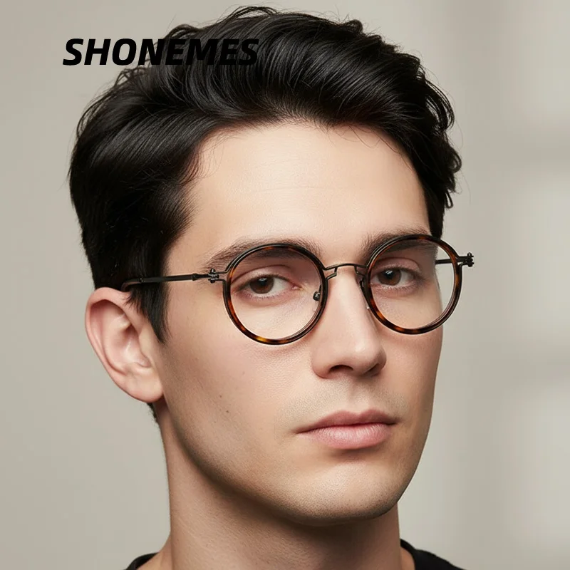 

SHONEMES круглые очки винтажные мужские очки в двойной оправе оптические очки с защитой от синего света черепаха черное золото для мужчин