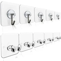 Transparent Steel Strong Adhesive Hooks Storage Hanger for Kitchen Bathroom Door Wall Sticky Hanging Hook Plug Socket Holder