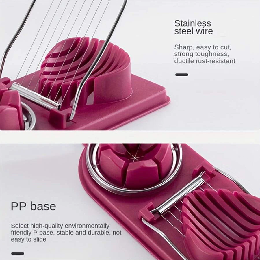 Multifunctional PP Base Egg Cutter 2-in-1 Stainlesssteel Wire Pull Egg Cutter for Hanging Highquality Kitchen Accessorytools
