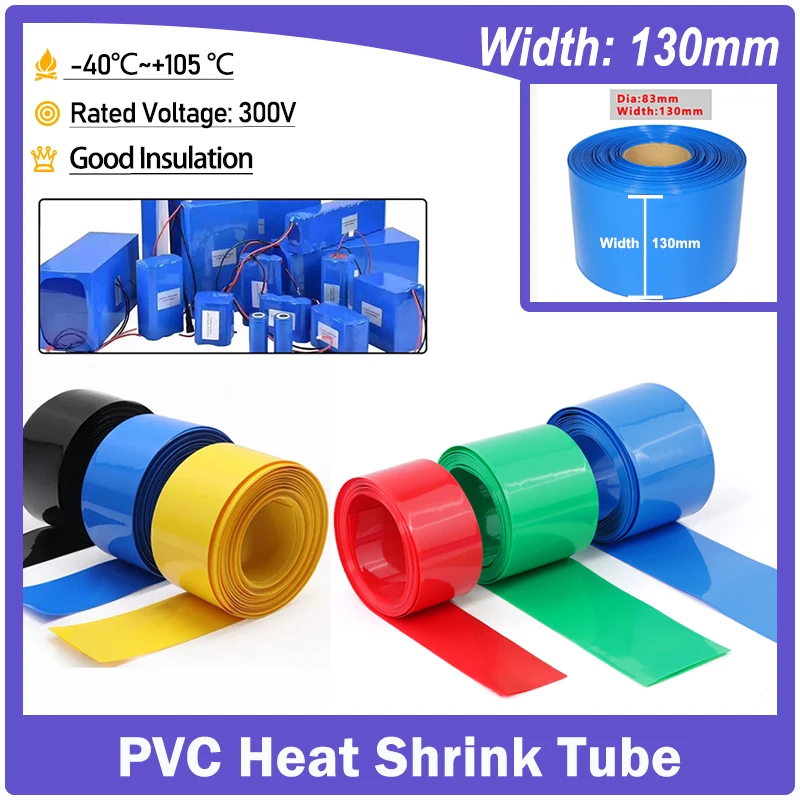 

1-30m Width 130mm PVC Heat Shrink Tube 18650 Battery Wrap Heat Shrinkable Insulated Cable Protection Film Wrapping Sleeve