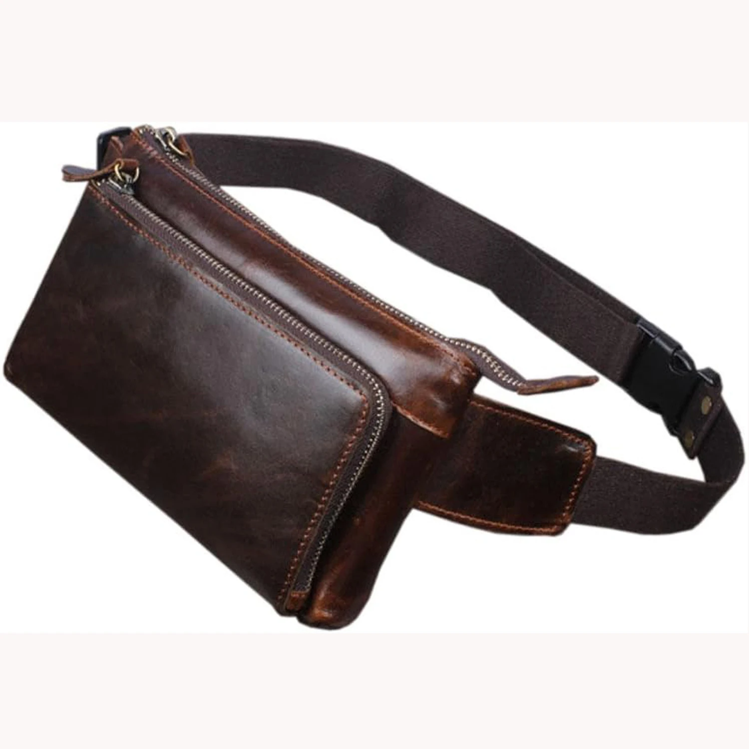 

Hebetag Leather Waist Bag for Men and Women, Outdoor Travel, Sports, Running, Walking, Hiking, Hip-Hop Belt, Ultra-Thin Phone Wallet, Casual Waist Bag Wallet