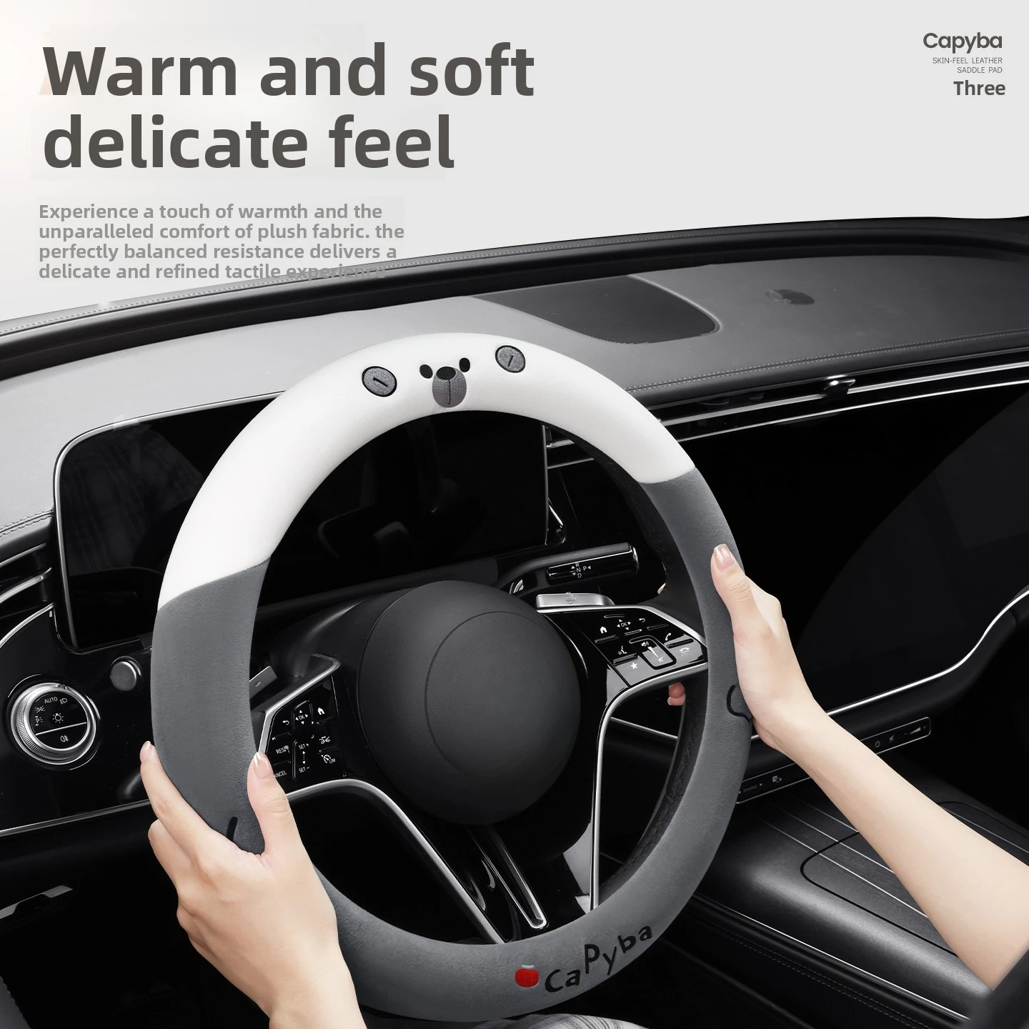 Car steering wheel cover winter plush warm non-slip cute cartoon girls autumn and winter new car interior handle cover