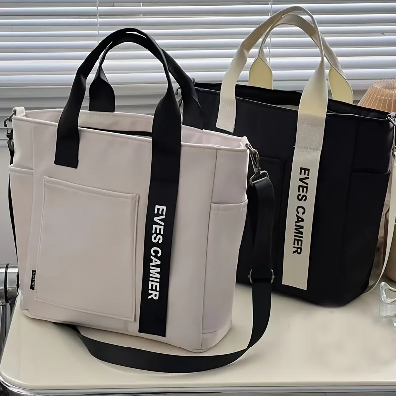Canvas Tote Bag, Fashionable Single Handbag Shoulder Bag For women messenger Bag, Hand Carry Bag, Duffel Bag with Zipper Closure - view 3