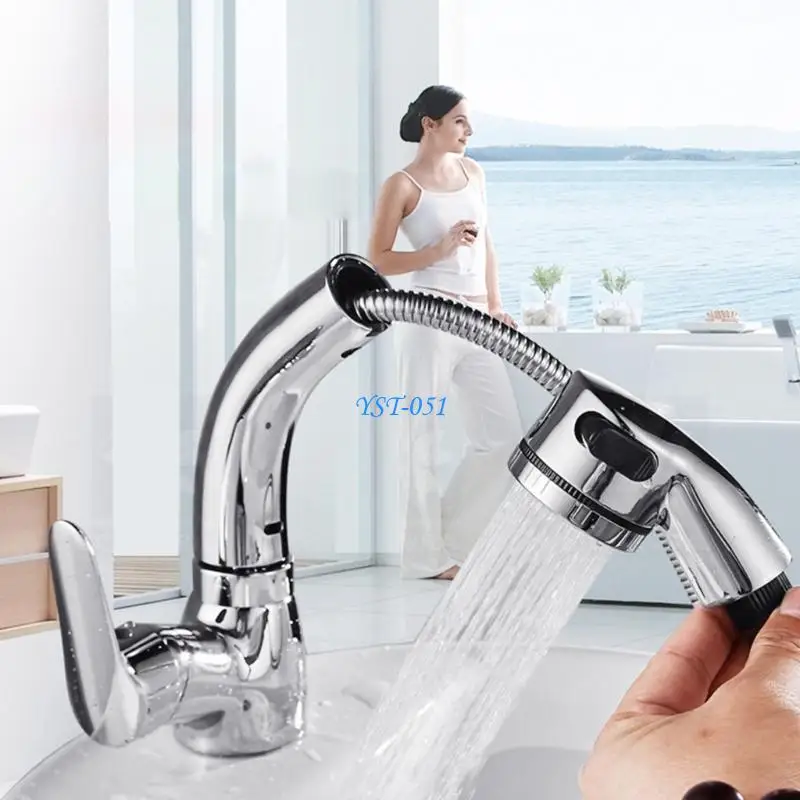 E15A صنبور الحمام مع الرشاشات القابلة للسحب صنبور حوض قابل للرفع 360 درجة صنبور حوض خلاط #5