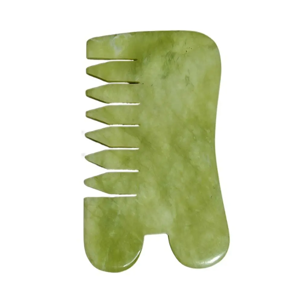 

Detangling Hsiuyen Jade Massage Comb Natural Green Jade Hair Brush Retro Classic Gua Sha Board Stone Guasha
