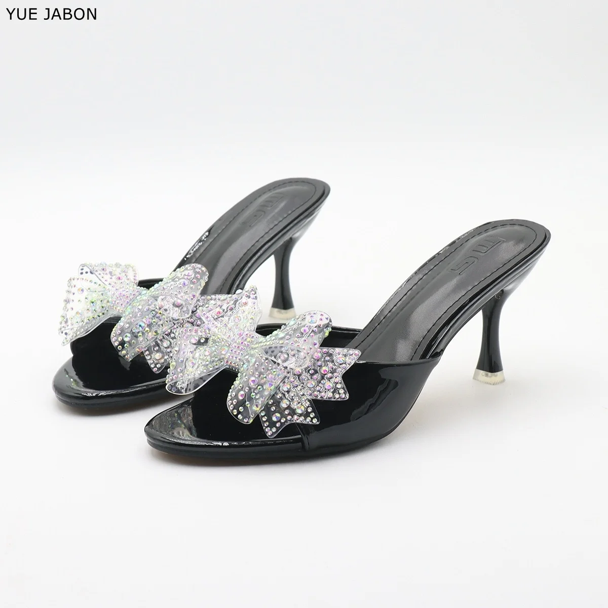 

Bling Rhinestone Bow High Heels Women Sandals Round Toe Slippers Woman Shoes Summer Brand New Chunky Shoes Flip Flops Sexy Pumps
