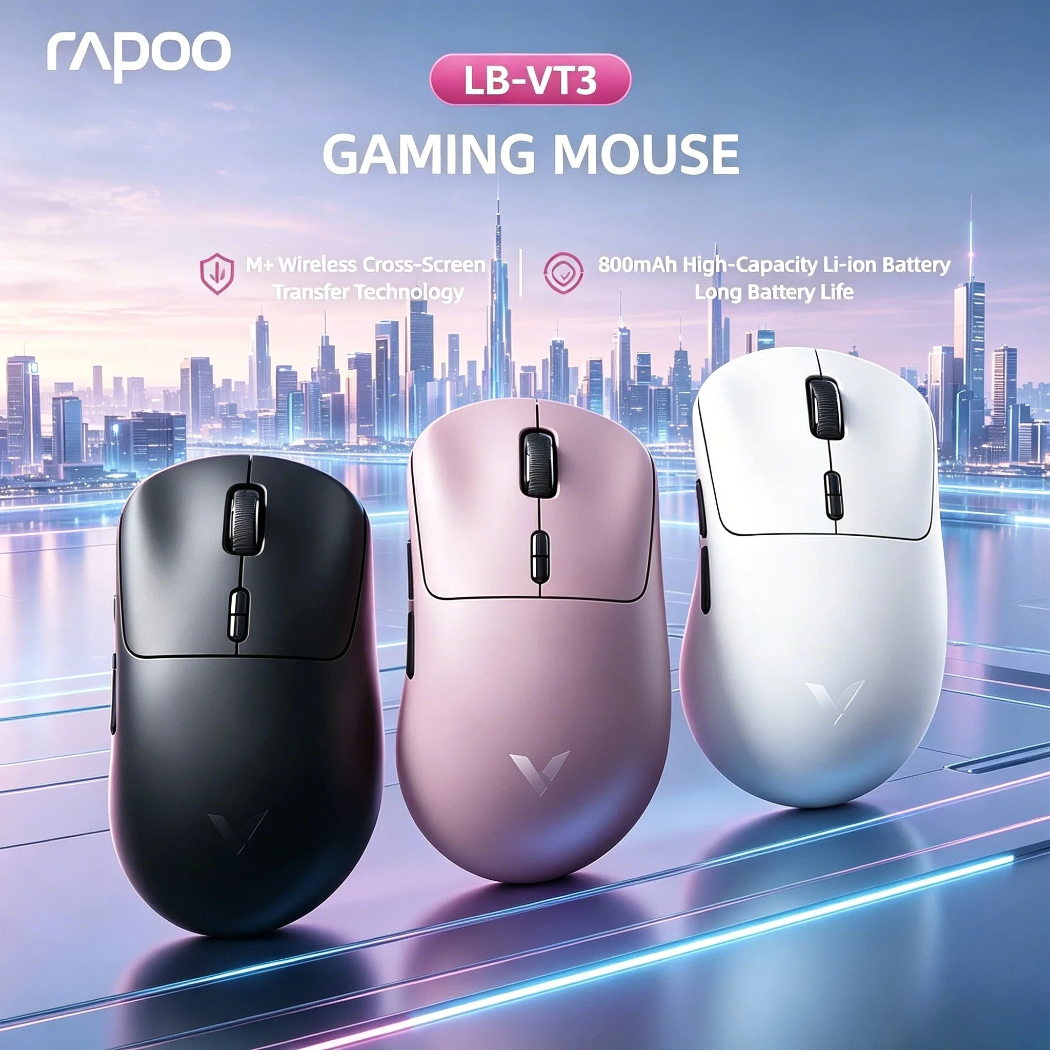 

Rapoo VT3 MAX 8K Wireless Gaming Mouse 53g Lightweight VT3 Up to 750Hr Battery Life Macro Enabled Gaming Mouse Pro