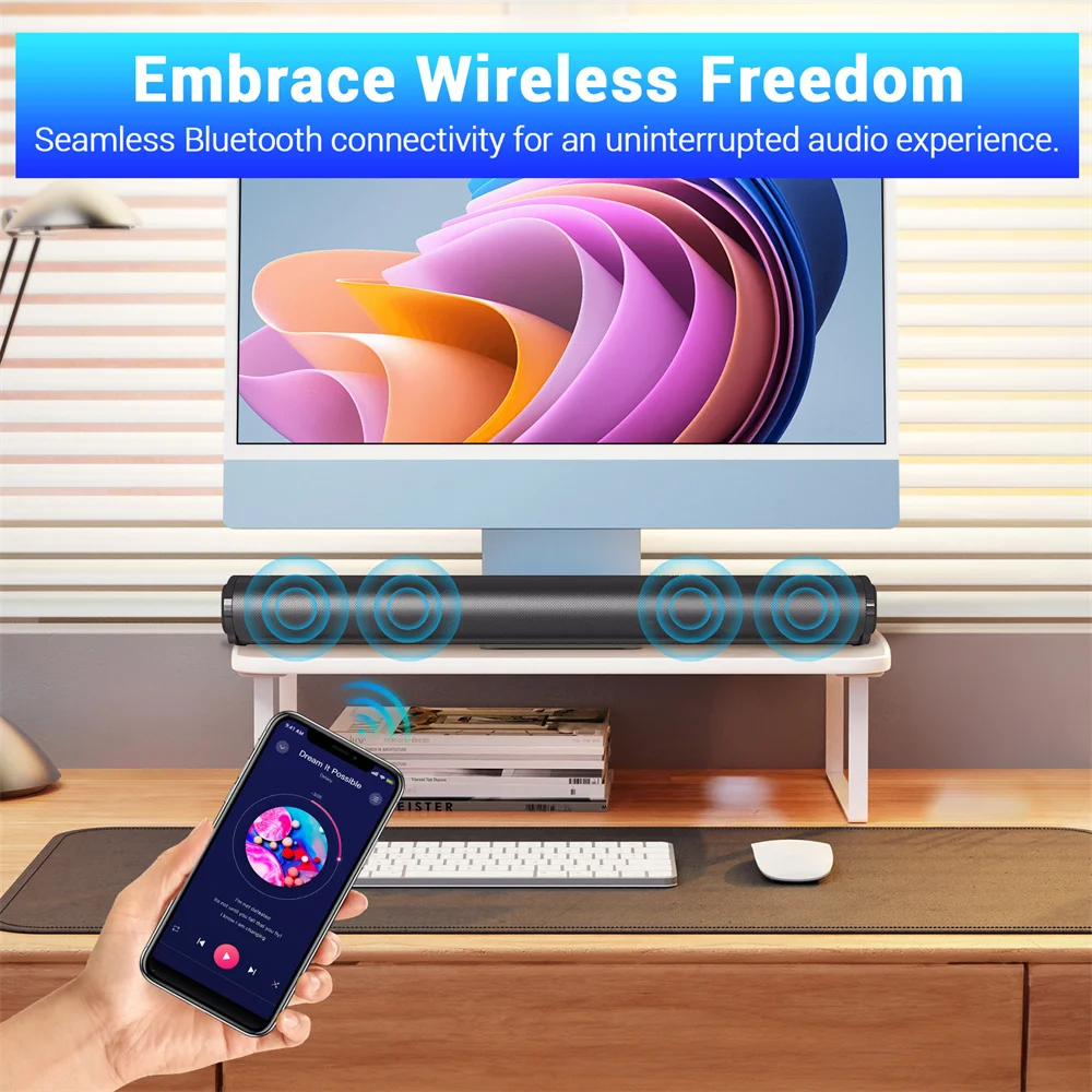 Barra de som tv sistema de som bluetooth alto-falante sem fio subwoofer baixo home theater recarregável lound alto-falante portátil