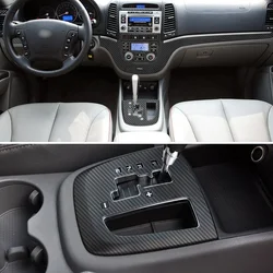 For Hyundai santafe 2006-2012 Car Gear Panel Sticker Gear Box Protective Film Carbon Fiber Black Car Interior Sticker