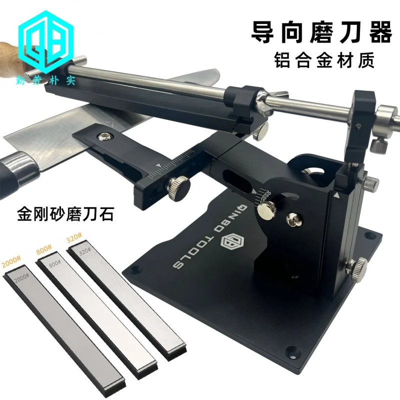 

Professional Fixed Angle Knife Sharpening System, Aluminum Guide Adjustable Sharpener with Complete Stone Set for Kitchen Tools