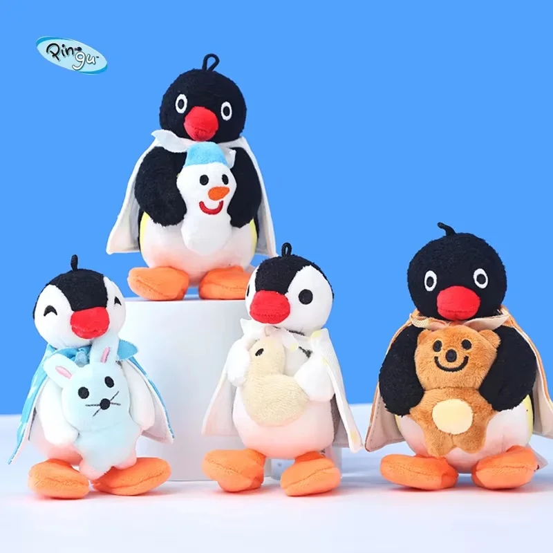 12cm Pingu Buddy Series Plush Keychain Cute Penguin Holding Bunny Bear Snowman Mini Stuffed Doll Backpack Bag Pendant Gift view 3
