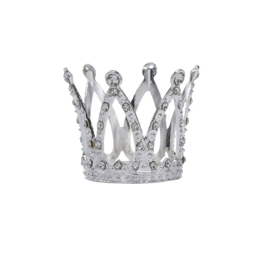 Metal Mini Crown Cake Topper Romantic Cute Crystal Rhinestone Tiara Heart DIY Cake Decoration For Wedding Birthday Party