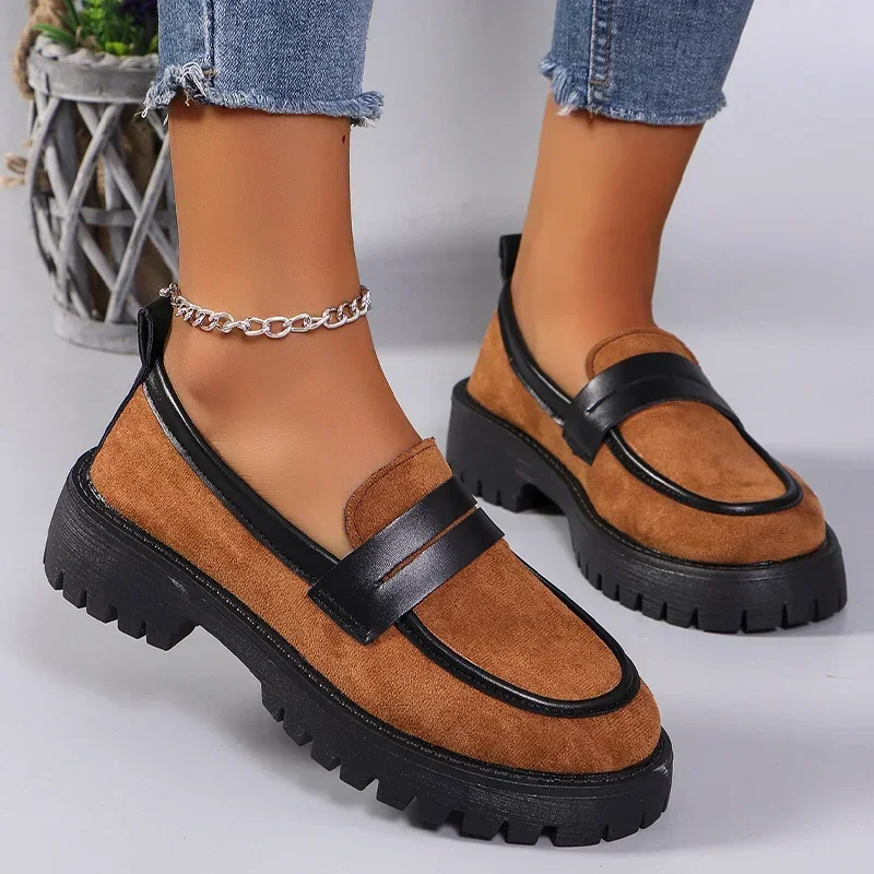 Trendy Leopard Print Loafers 2024 Autumn New Designer Casual Suede Platform Anti Slip Women\'s Plus Size Versatile Single Shoe