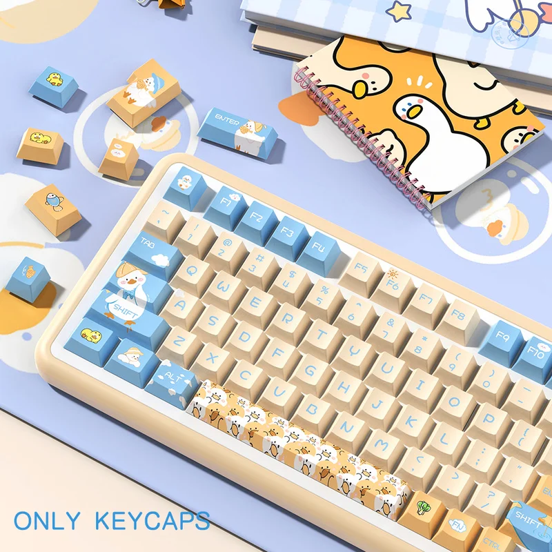 Imagem -06 - Cute Duck Theme Keycaps para Teclado Mecânico Xda Cherry Profile Sublimação Térmica Pbt Cartoon Keycaps 138 142 158 Key Novo 2023