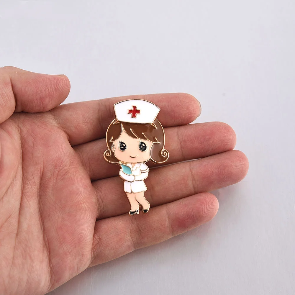 DCARZZ Cute Cartoon Medical Staff Human Shape Brooch Pin Medicine Enamel Pins for Doctor Nurse Lapel Badge Jewelry Accessories