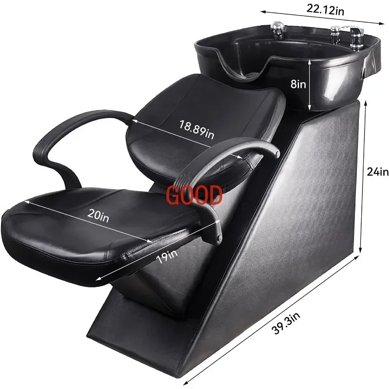 Shampoo Barber Backwash Chair, ABS Plastic Shampoo Bowl Sink Chair for Spa Beauty