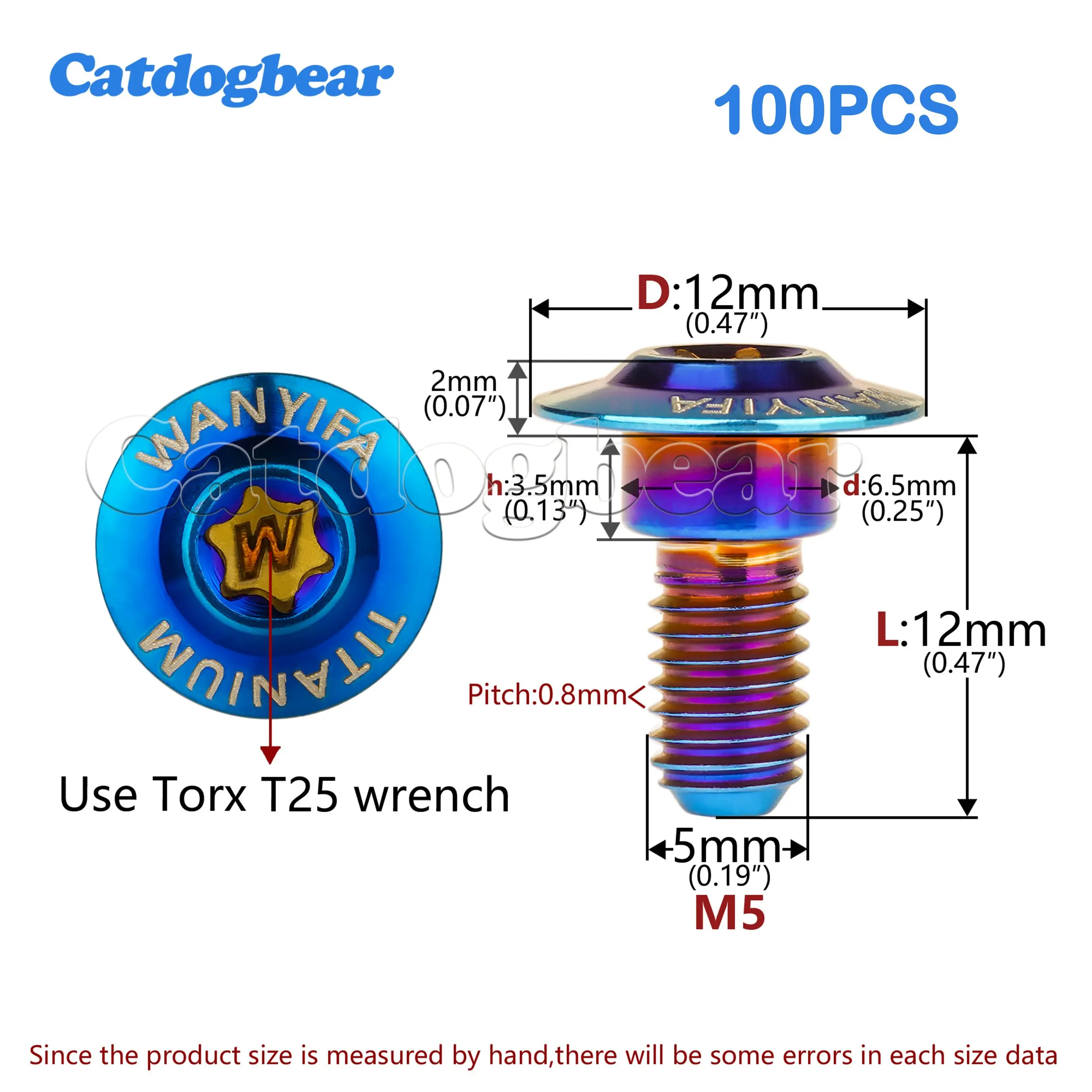 Catdogbear 100pcs  M5x12 D12 d6.5 H3.5 Torx Head Step Screw Locomotive Motorcycle Shell Modification Stepped Screws