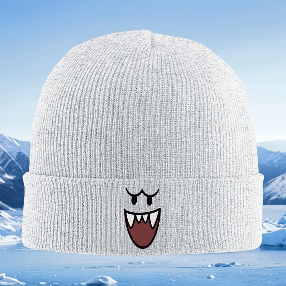 يبتسم وجه أسود أبيض الأسنان الرجال النساء للجنسين محبوك قبعة قبعة صوفية قبعة الشتاء الحرارية الدافئة عيد الميلاد ركوب الدراجات في الهواء الطلق مرحبا